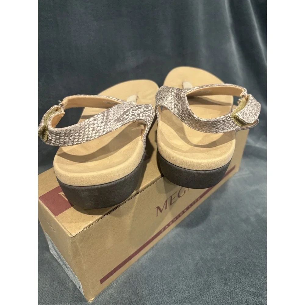 MEGNYA- Snake Skin‎ Sandals- Size 7. Thong Arch Support-Adjustable Strap